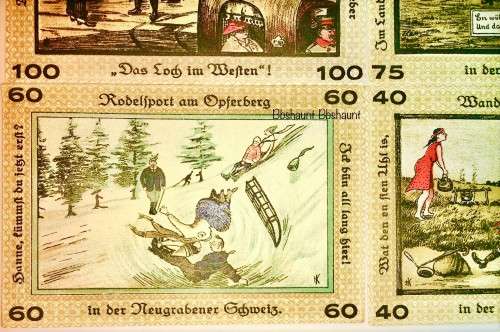 GERMAN SET 100 PFENNIG,75 PF, 60 PF, 40 PF NEUGRABEN-HAUSBRUCH 1921 UNC NOTGELD(EMERGENCY MONEY)