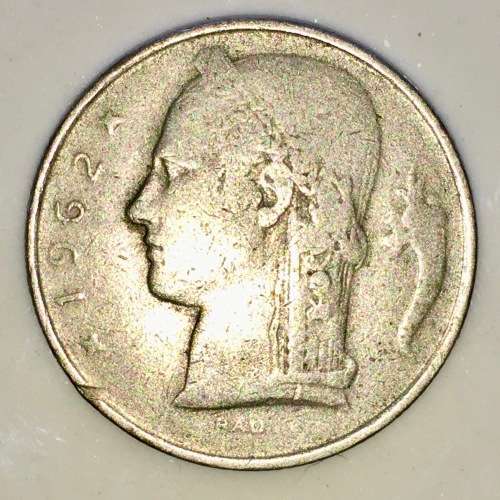 BELGIUM  5 FRANC 1962