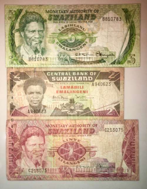 SWAZILAND SET 5 EMALANGENI, 2 EMALANGENI & 1 EMAL,,,1974 & 1987