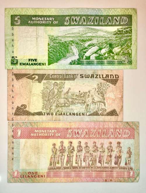 SWAZILAND SET 5 EMALANGENI, 2 EMALANGENI & 1 EMAL,,,1974 & 1987