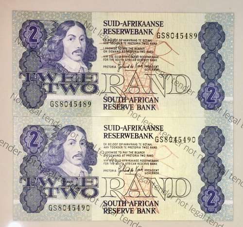 GPC DE KOCK R2 IN SEQUENCE GS8045490-489,,,,1984 UNC 3RD ISSUE(1 BID TAKES ALL)