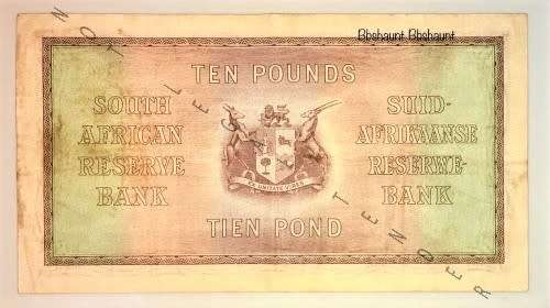 J.POSTMUS 10 POUNDS 14TH APRIL 1943 - F1- ENG/AFR  NICE NOTE  (NO TEARS OR HOLES )