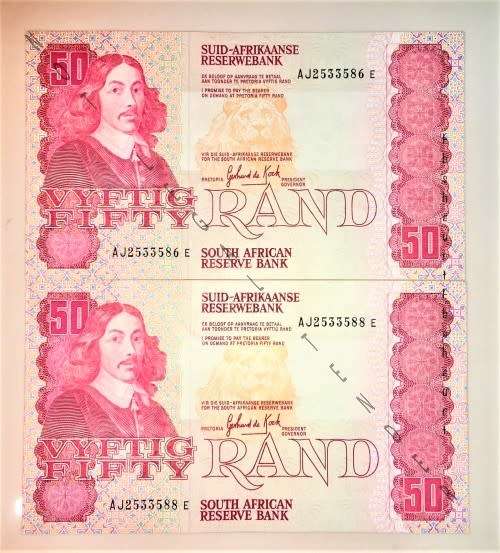 GPC DE KOCK R50 1984 AJ2533586 & 588 CLOSE IN SEQUENCE AUNC