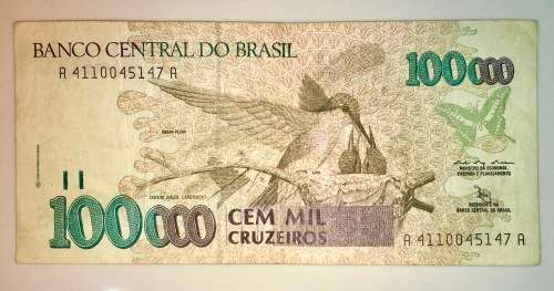 BRASIL 100,000 CRUZEIROS 1992