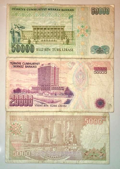 TURKEY SET 50,000 TURK LIRASI , 20,000 LIRASI & 5000 LIRASI  1995
