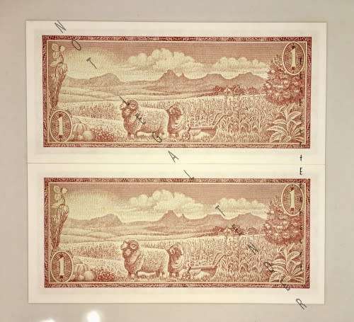 TW DE JONG R1 IN SEQUENCE UNC 3RD ISSUE 1975(VAN RIEBEECK WATERMARK)(1 BID TAKES ALL)