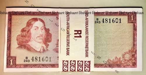 TW DE JONG R1 ,  S A MINT ERROR PACK , 100 NOTES FROM B243-481601 TO 481701---1973 BAND INTACTED UNC