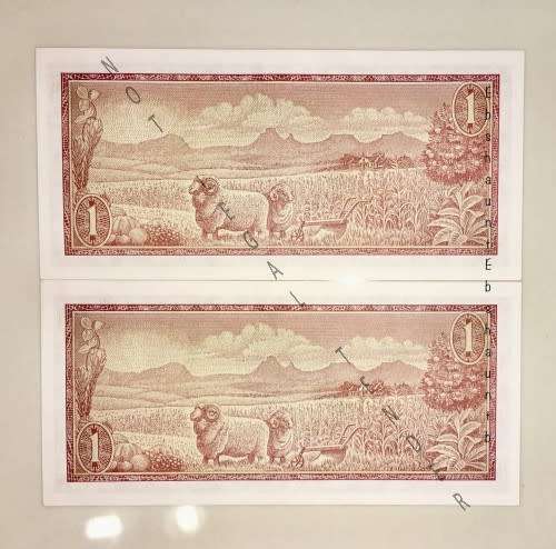 TW DE JONG X 2,,R1 IN SEQUENCE B 1973 2ND ISSUE  UNC SPRINGBUCK WATERMARK(1 BID TAKES ALL)