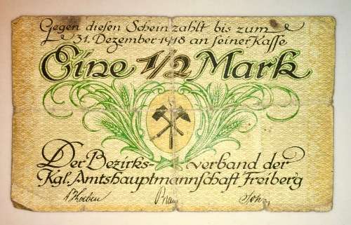 GERMANY,,1/2 MARK FREIBERG 1918   NOTGELD (EMERGENCY MONEY)