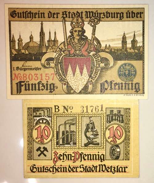 GERMANY  50 PFENNIG & 10 PFENNIG 1918  NOTGELD (EMERGENCY MONEY)