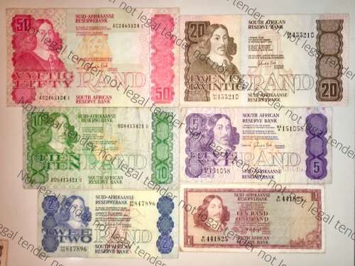 COMPLETE SET OF GPC DE KOCK & DECIMALS  R50 TO( R1 TW DE JONG 1973)-1980s (1 BID TAKES ALL)