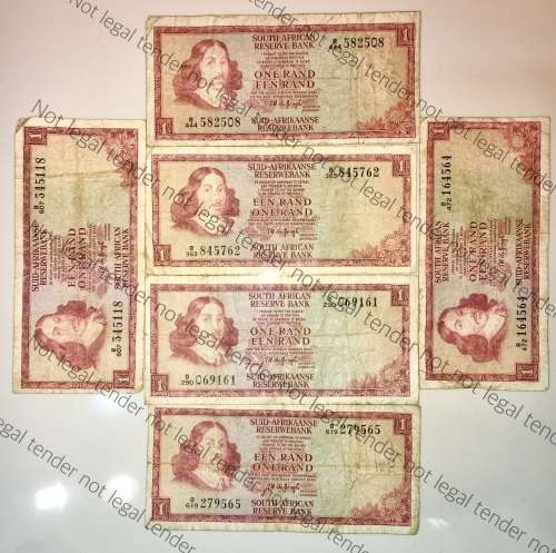 SET OF R1 X 6  TW DE JONG 1970-75 B SERIES ( 1 BID TAKES ALL)