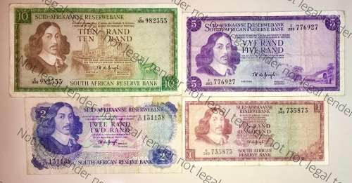 COMPLETE SET OF TW DE JONG & DECIMALS R10 -R1 ,,, 1967-1975( 1 BID TAKES ALL)