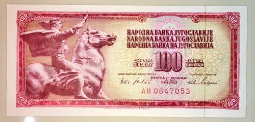 YUGOSLAVIA 100 DINARA 1965 UNC