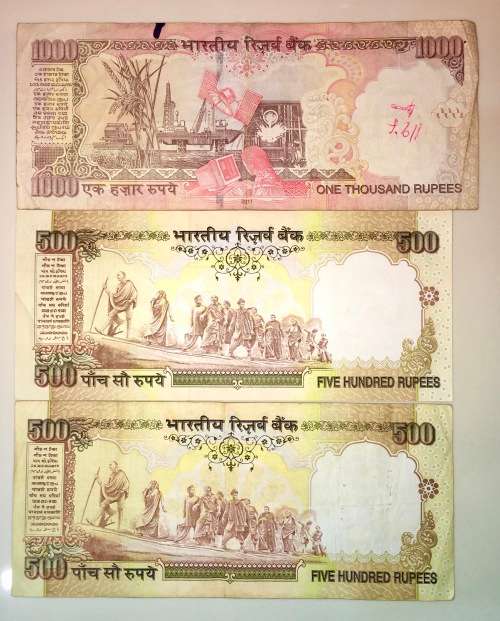 INDIA SET x3...1000 RUPEE & 500 RUPEE x 2(1 BID TAKES ALL)