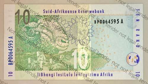 TT MBOWENI R10 SECOND ISSUE UNC COAT OF ARMS GHOST IMAGE ON BACK