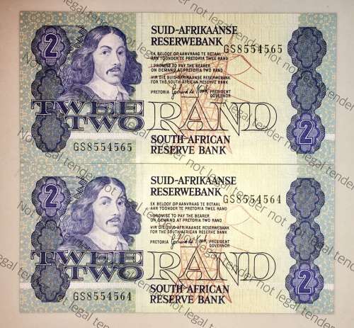 GPC DE KOCK R2 IN SEQUENCE GS8554565-564 UNC 3RD ISSUE 1989(1 BID TAKES ALL)