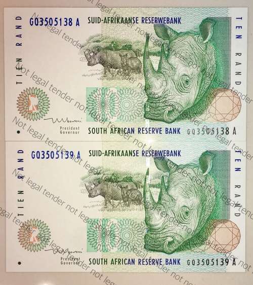 TT MBOWENI R10 IN SEQUENCE GO3505139-138 UNC 1999 FIRST ISSUE(1 BID TAKES ALL)