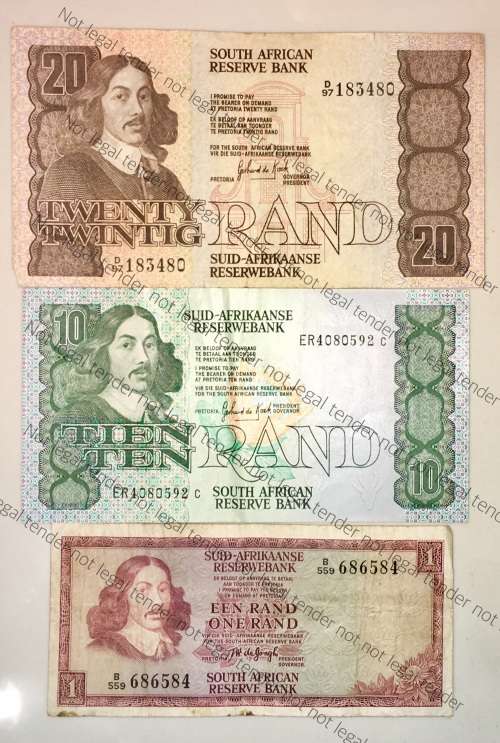 SET OF VARIOUS GOVERNORS & DECIMALS R20 , R10 & R1  ( 1 BID TAKES ALL)