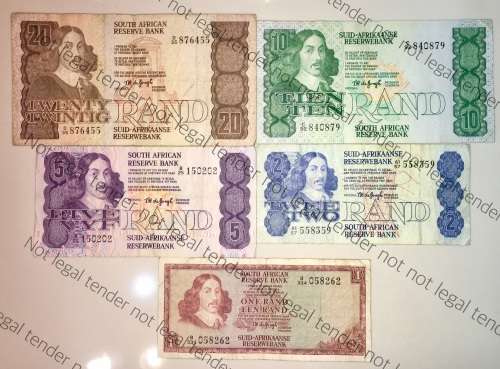 COMPLETE SET OF TW DE JONG & DECIMALS R20 TO R2,,,1978-4TH ISSUE R1,,1973-3RD ISSUE