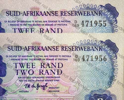 TW DE JONG R2 IN SEQUENCE D169/471955-956 AUNC 3RD ISSUE 1976(1BID TAKES ALL)