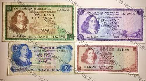 COMPLETE SET OF TW DE JONG & DECIMALS R10 -R1 ,,, 1967-1975( 1 BID TAKES ALL)