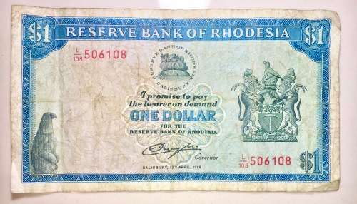 RHODESIA $1 SALISBURY  1978