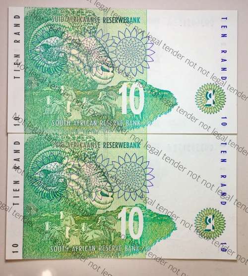 TT MBOWENI R10 IN SEQUENCE GO3505152-153 UNC 1999 FIRST ISSUE WTM RINO(1 BID TAKES ALL)