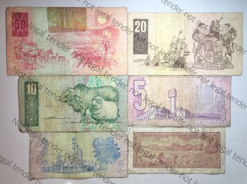 SET OF VARIOUS GOVERNORS & DECIMALS R50 TO R1  ( 1 BID TAKES ALL)