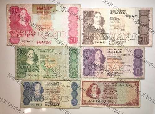 SET OF VARIOUS GOVERNORS & DECIMALS R50 TO R1  ( 1 BID TAKES ALL)