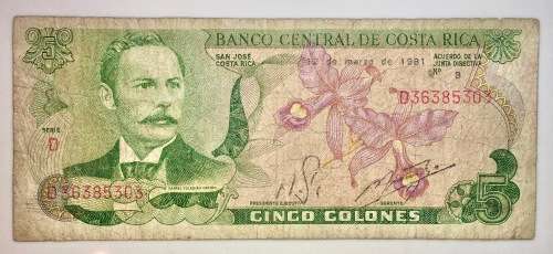 COSTA RICA 5 COLONES 1981