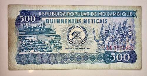MOZAMBIQUE 500 METICAIS 1980