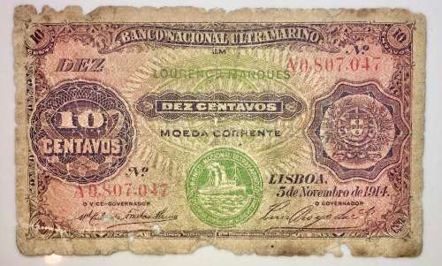 MOZAMBIQUE 10 CENTAVOS 1914