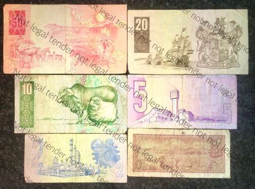 COMPLETE SET OF GPC DE KOCK & DECIMALS  R50 TO R2,,,1980s (R1 TW DE JONG 1973)- (1 BID TAKES ALL)
