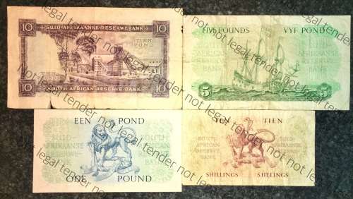 MH DE KOCK SET 10 POUND , 5 POUND , 1 POUND & 10 SHILLINGS (1 BID TAKES ALL)