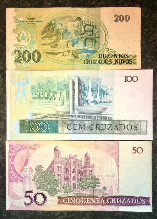 BRASIL SET 200 CRUZADOS, 100 CRUZADOS & 50 CRUZADOS 1990s(1 BID TAKES ALL) ND