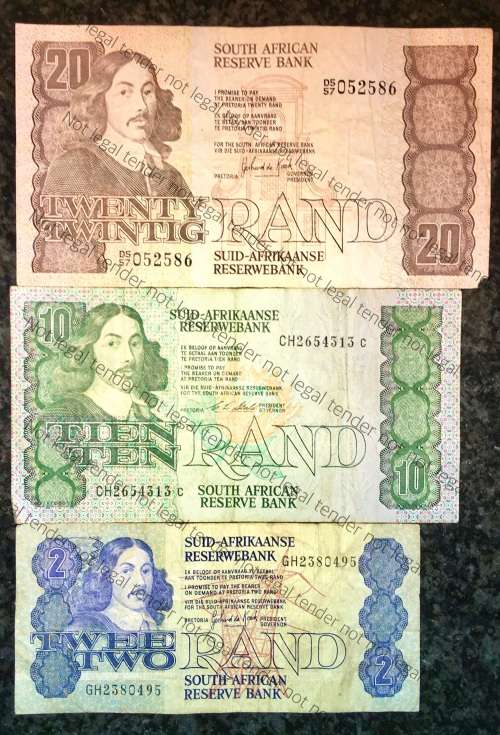 SET OF VARIOUS GOVERNORS & DECIMALS R20 , R10 & R2  ( 1 BID TAKES ALL)