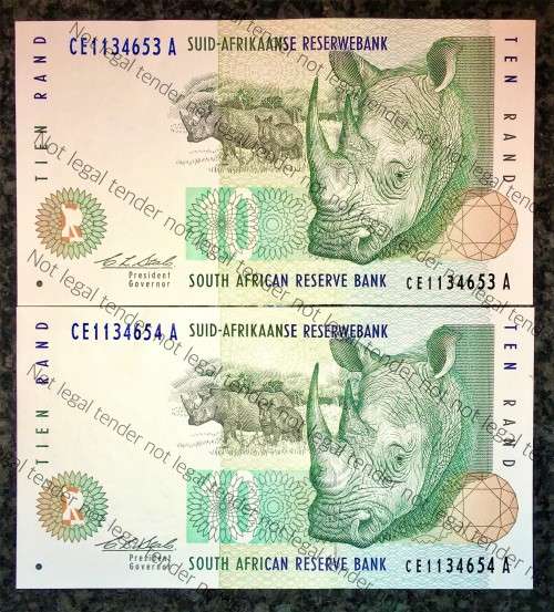 CL STAL R10 IN SEQUNCE CE1134654-653A--UNC 1990 FIRST ISSUE{RINO WTM}(1 BID TAKES ALL)