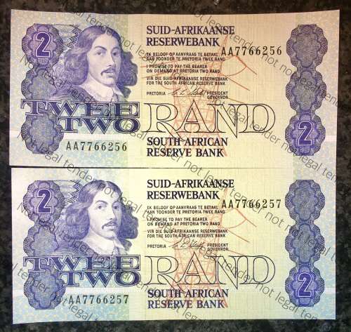 CL STALS R2 IN SEQUENCE AA7766256-257AA 1ST ISSUE 1990 UNC(1 BID TAKES ALL))