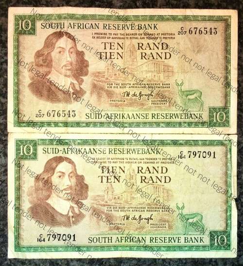 TW DE JONG R10 X2..,,,1ST ISSUE 1967 SPRINGBUCK WTM (1 BID TAKES ALL)