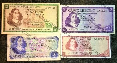 COMPLETE SET OF TW DE JONG & DECIMALS R10 TO R1 ,,, 1967-1975( 1 BID TAKES ALL)