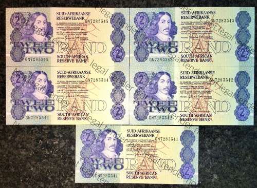 GPC DE KOCK R2 IN SEQUENCE GN7283345-341,,,,UNC 3RD ISSUE 1989(1 BID TAKES ALL)