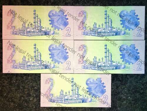 GPC DE KOCK R2 IN SEQUENCE GN7283345-341,,,,UNC 3RD ISSUE 1989(1 BID TAKES ALL)