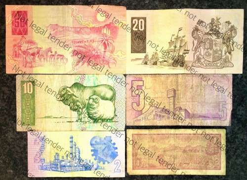 COMPLETE SET REPLACEMENT NOTES GPC DE KOCK &  DECIMALS 1980s,,, R50 - R1  [1 BID TAKES ALL]