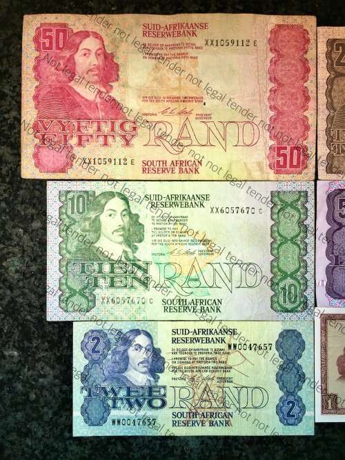 COMPLETE SET REPLACEMENT NOTES CL STALS &  DECIMALS 1990,,, R50 TO R1 FIRST ISSUE [1 BID TAKES ALL]