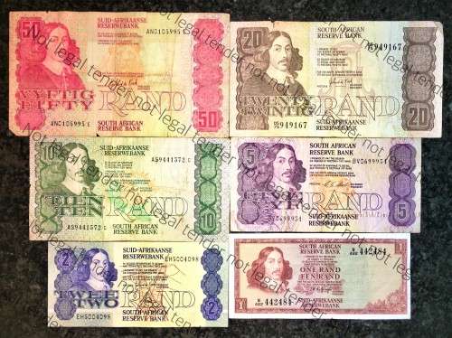 SET OF VARIOUS GOVERNORS & DECIMALS R50 TO R1  ( 1 BID TAKES ALL)