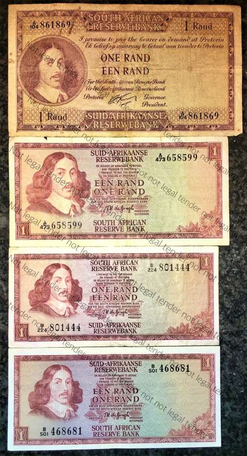 SET OF R1 NOTES VARIOUS GOVERNORS FROM 1962-1975 RISSIK & TW DE JONG