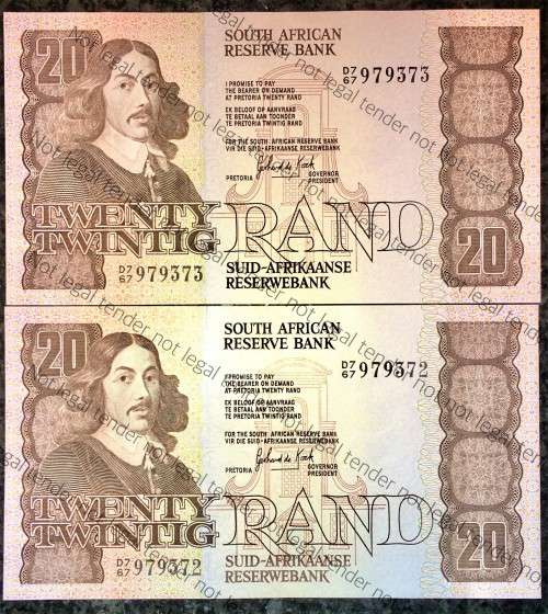 GPC DE KOCK R20 IN SEQUENCE D767/979373-372 UNC 3RD ISSUE 1984(1 BID TAKES ALL)