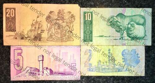 COMPLETE SET OF TW DE JONGH & DECIMALS R20 TO R2,,,1978---4TH ISSUE ( 1 BID TAKES ALL)