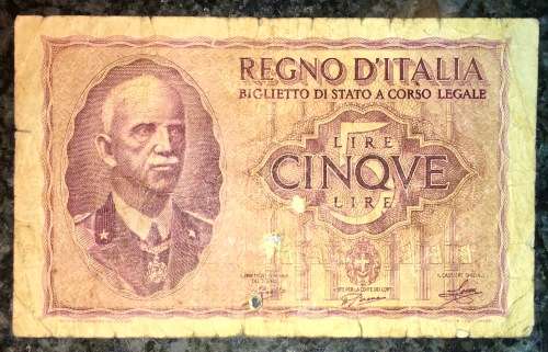 ITALY 5 LIRE 1939